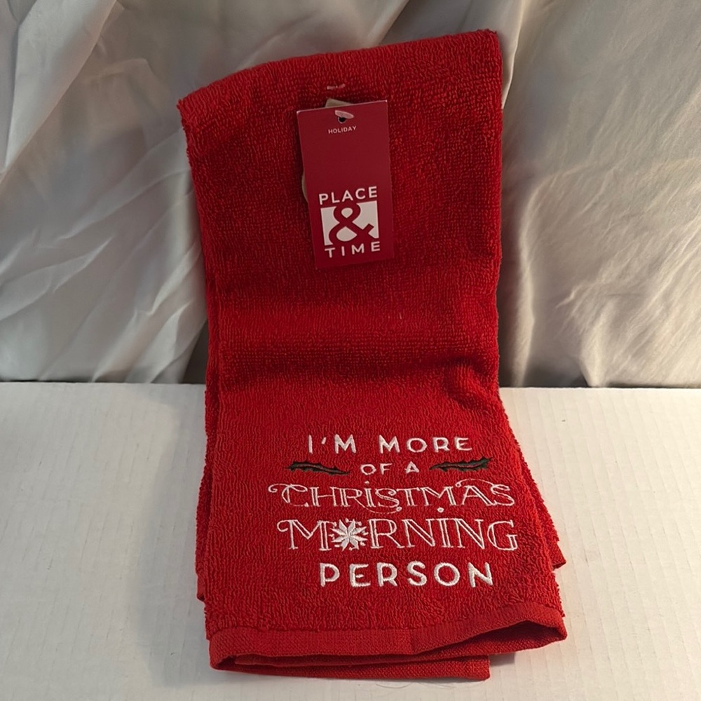 Place and Time Red Christmas Kitchen Towel
